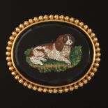 Italian Micro-mosaic Brooch Depicting a Dog