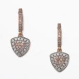 A Pair of Natural Pink and White Diamond Earrings