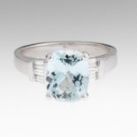 Ladies' Gold, 2.5 ct Aquamarine and Diamond Ring