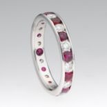 Ladies' Gold, Diamond and Ruby Eternity Band