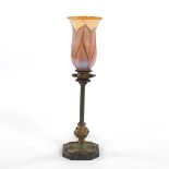 Quezal Pulled Feather Candlestick Lamp