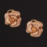 A Pair of Fancy Color Diamond Flower Earrings