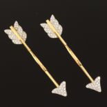 A Pair of Clip on Arrow Gold and Diamond Clips