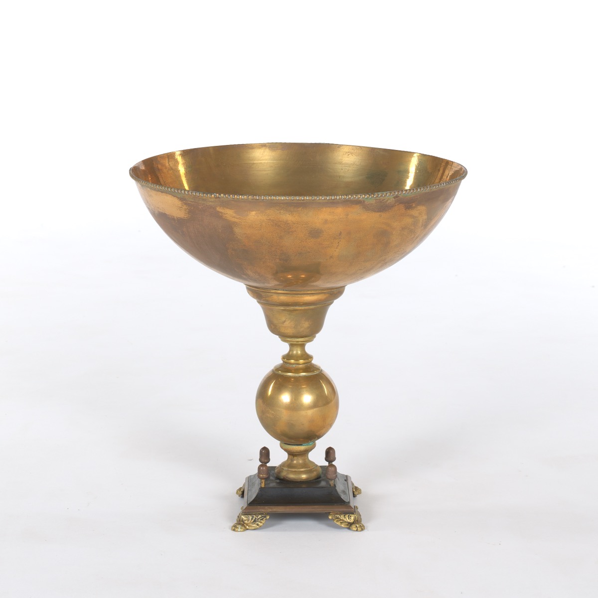 French Patinated Brass and Black Slate Centerpiece Bowl, ca. 19th Century - Image 5 of 7