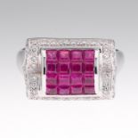 Ladies' Invisibly Set Ruby and Diamond Ring