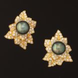 Tahitian Pearl and Diamond Earrings in 18k