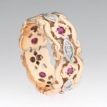 Ladies' Vintage Gold, Diamond and Ruby Band