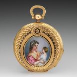 Gold and Enamel Medallion Hunter's Case Pocket Watch, ca. 19th Century