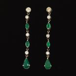 A Pair of Emerald and Diamond Earrings