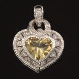 Judith Ripka Champagne Quartz Heart Pendant in 18k