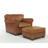 Leather Chair and Ottoman