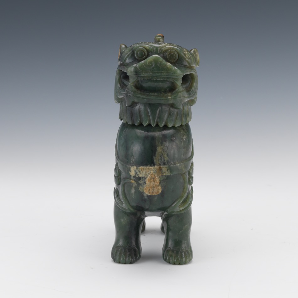 Chinese Carved Jade Foo Lion Vase - Image 3 of 8