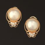 Pearl and Diamond Earrings in 14k