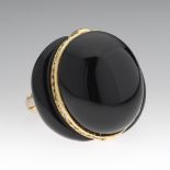 Onyx, Diamond and 18k Ring with Hinged Shank