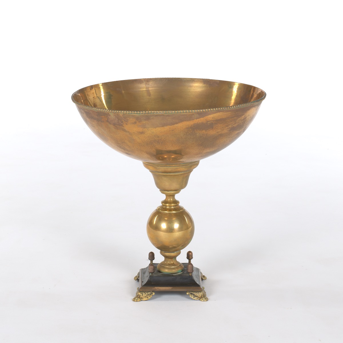 French Patinated Brass and Black Slate Centerpiece Bowl, ca. 19th Century - Image 3 of 7