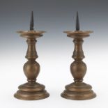 Pair of German Bronze Pricket Candle Sticks
