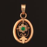 Ladies' French Gold, Seed Pearl and Emerald Pendant