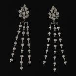 A Pair of Diamond Pendant Earrings