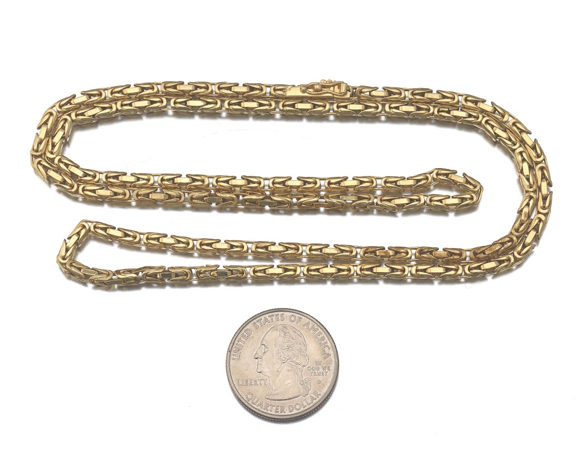 Gold Byzantine Chain Necklace Signed "Piaget" - Image 2 of 4