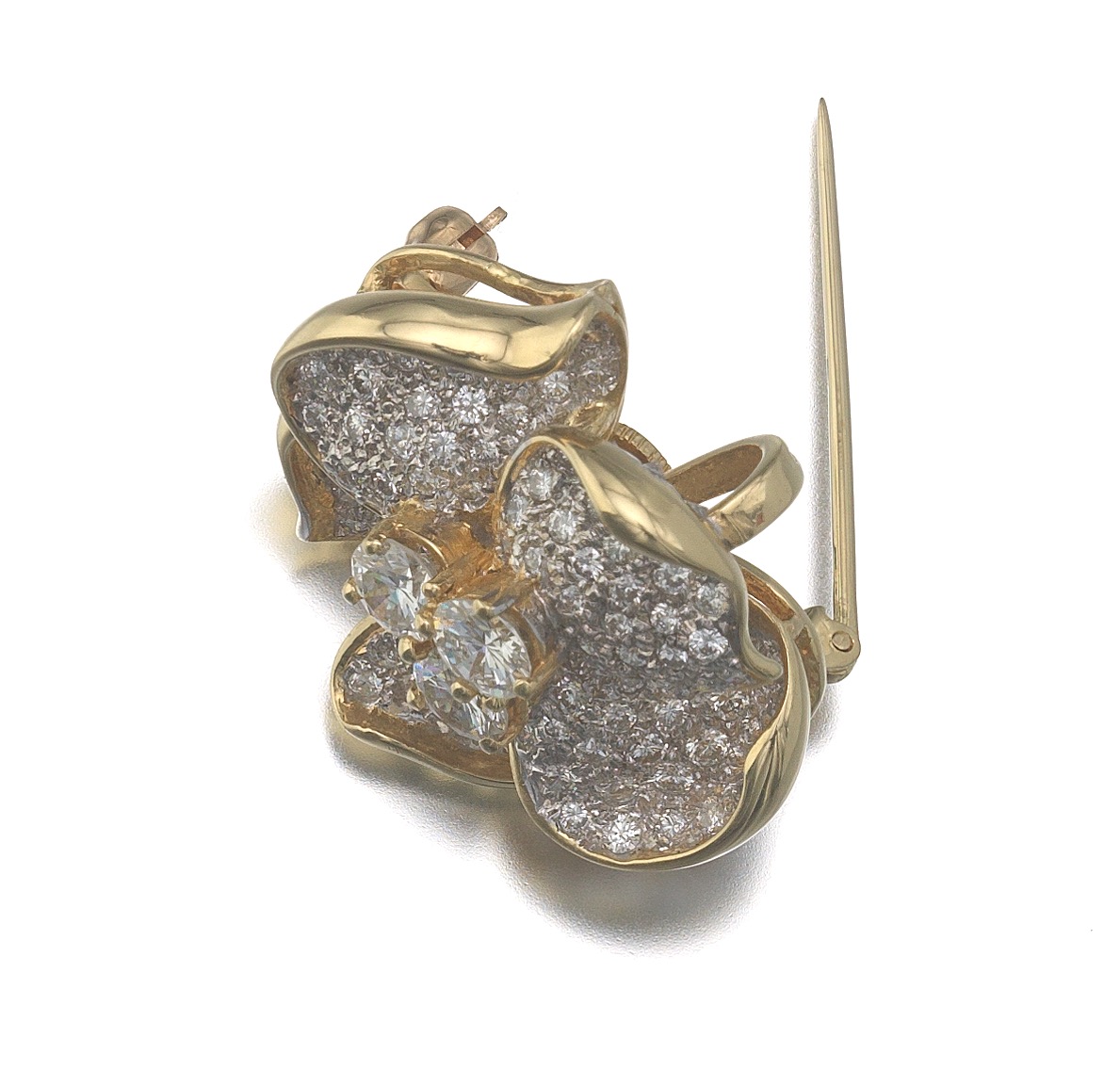 Ladies' Diamond Flower Brooch Pendant - Image 4 of 7