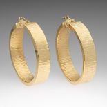 A Pair of Textured Hoop Gold Earrings