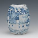 Miniature Blue and White Porcelain Barrel