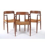 Three Niels Otto MÃ¸ller Model 56 Arm Chairs for JL MÃ¸ller