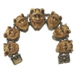 Carved Bone Devils Head Bracelet