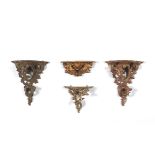 Group of Four Baroque Style Carved Wood Wall Brackets