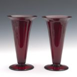 Victorian Pair of Cranberry Glass Vases, ca. 19th Century