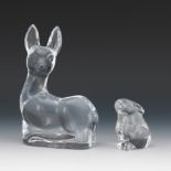 Daum Crystal "Doe" Figure and Baccarat "Bunny" Figure, ca. Late 20th Century