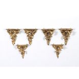 Group of Six Baroque Style Gilt Carved Wood Wall Brackets