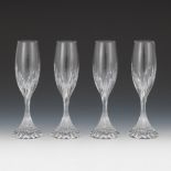 Four Baccarat Crystal, "Massena" Champagne Flutes