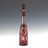 Bohemian Ruby and Clear Crystal Decanter, ca. 19th Century