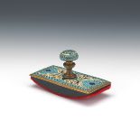 French d'Ore Bronze and Champleve Enamel Blotter, ca. 19th Century