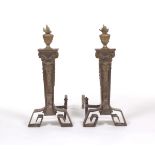 Large Bronze and Steel Pair of Andirons, ca. Late 19th Century