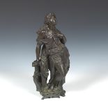 Victorian Patinated Metal Sculpture of Erato Goddess of Love Poetry, ca. 19th Century