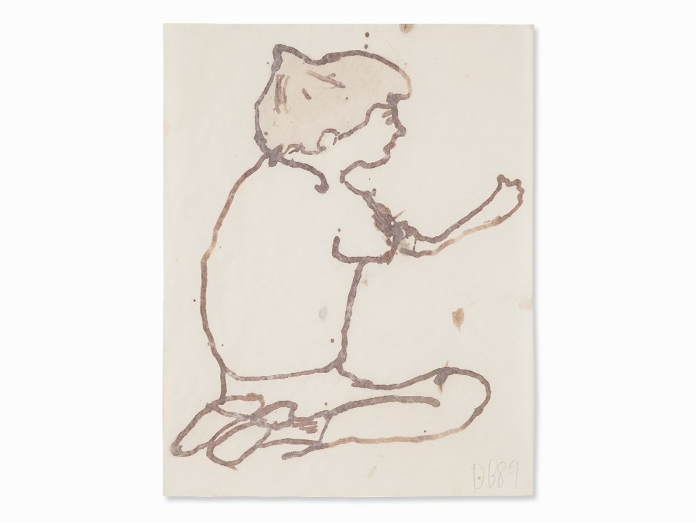 Donald Baechler (b. 1956), Kneeling Boy, Watercolor, 1989 Watercolor on fine paperUSA, 1989Donald