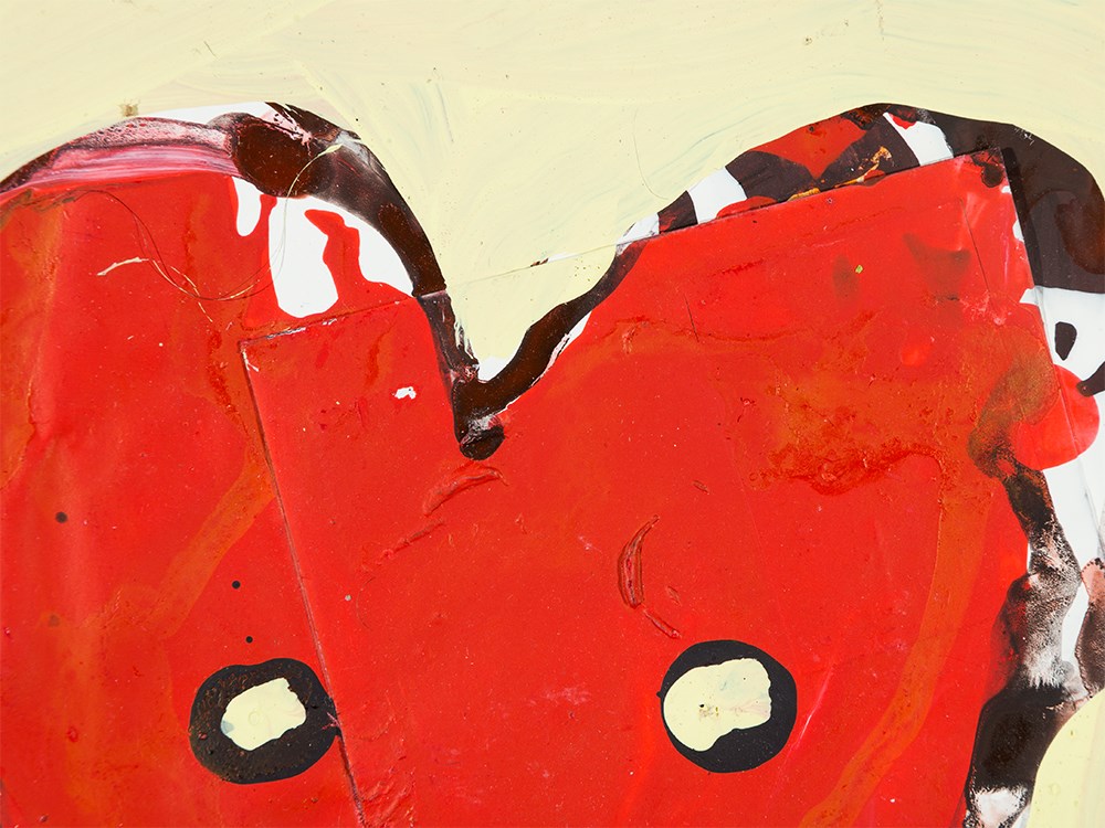 Walter Dahn (b. 1954), Heart Face, Oil on Cardboard, 1986Oil on cardboard, with collaged piece of - Image 4 of 10