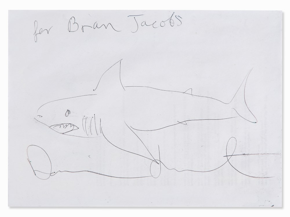 Damien Hirst (b. 1965), Shark, Ballpen Drawing, 2007Black ballpen on paperEngland, 2007Damien - Image 2 of 7