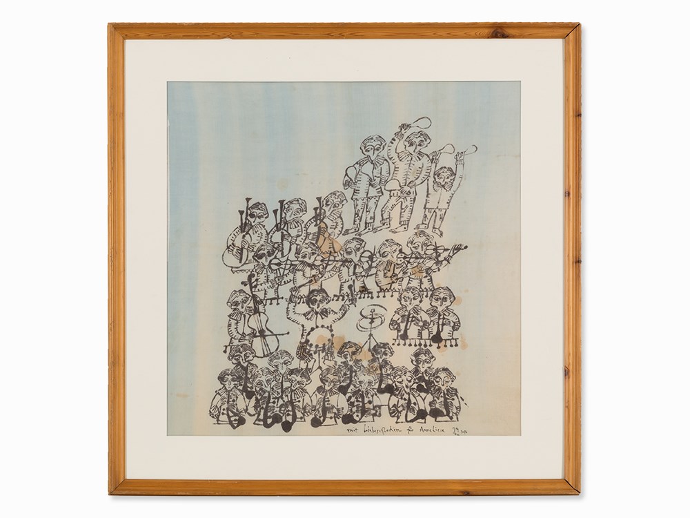 Horst Janssen (1929-1995), Drawing, Konzert der Affen, 1970Felt tip pen on viscoseGermany, 1970Horst
