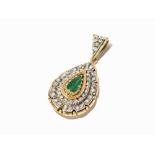 Pendant with 47 Rose Cut Diamonds and 1 Emerald, 18K Gold 18 karat yellow and white goldEurope, 20th