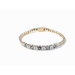 Bracelet with 5 Sapphires of c. 3.5 ct. and 24 Diamonds, 18K 18 karat yellow and white gold