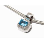Snake Chain with Blue-Topaz and Diamond Pendant, 18K Gold 18 karat white goldEurope, 2nd half of the