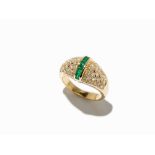 Emerald and Diamond Ring, 800 Gold, Portugal, c. 1990 800 goldPortugal, around 1990Portuguese city