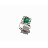 Brilliant Cut Diamonds and Emerald Ring in 18K White Gold 18 karat white goldEurope, 2nd half of the