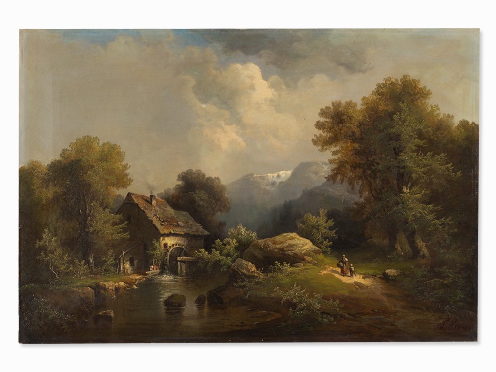 Franz Emil Krause (c.1836-1900), Landscape, Oil, 19th C. Oil on canvasGermany, 19th centuryFranz - Image 3 of 11