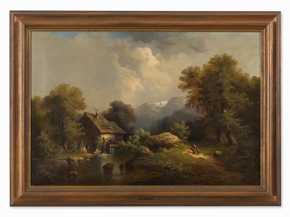 Franz Emil Krause (c.1836-1900), Landscape, Oil, 19th C. Oil on canvasGermany, 19th centuryFranz - Image 2 of 11