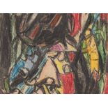 Adolf Hölzel (1853-1934), Group of Figures, Chalk, c. 1925/30Pastel and graphite on firm chamois