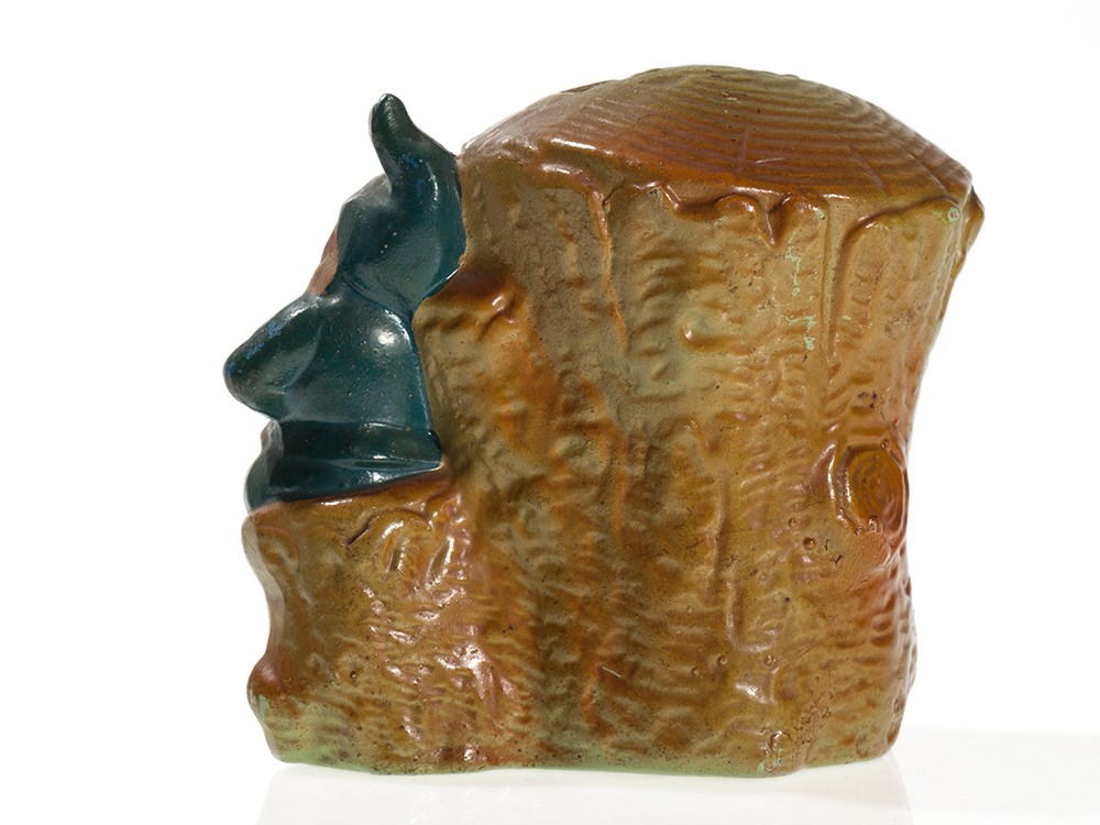 Figural still bank “tree stump with dwarf”, Germany, 1900 Ceramic, paintedGermany, around - Image 3 of 6